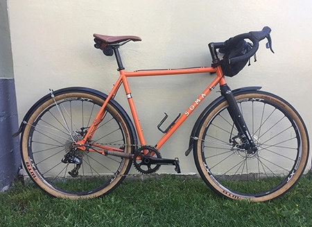 Alex Strickland's Soma Wolverine, in the Adventure Cycling courtyard.