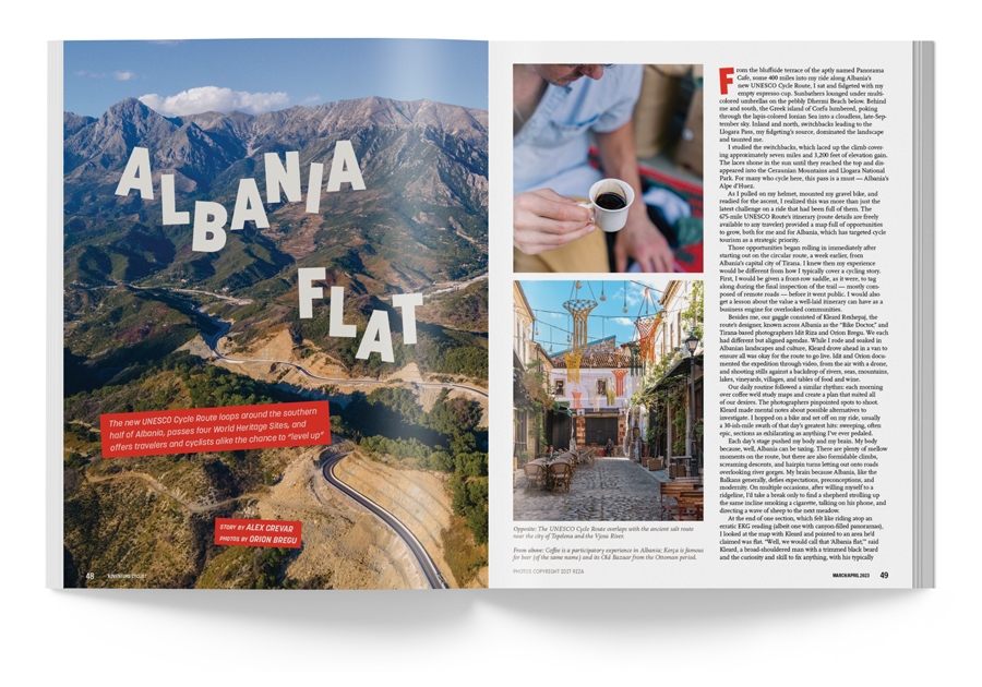 Adventure cyclist feature story spread