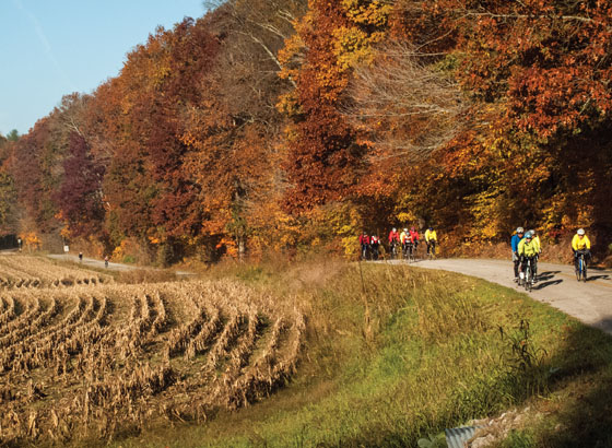 Riders often form up in groups on the Hilly Hundred.