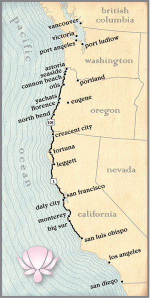Map of the Pacific Coast Route