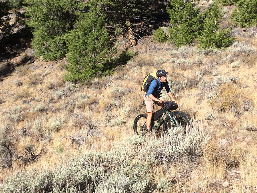 Mountain biker on a hill of sagebrush