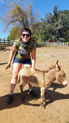 Roxy and a small donkey friend