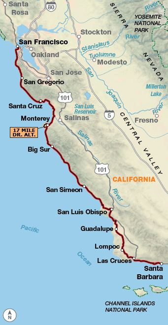 Pacific Coast Highway Trip Planner Map Draw A Topographic Map