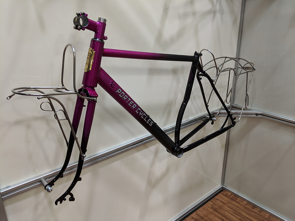 Tom Porter custom steel bicycle touring frame.