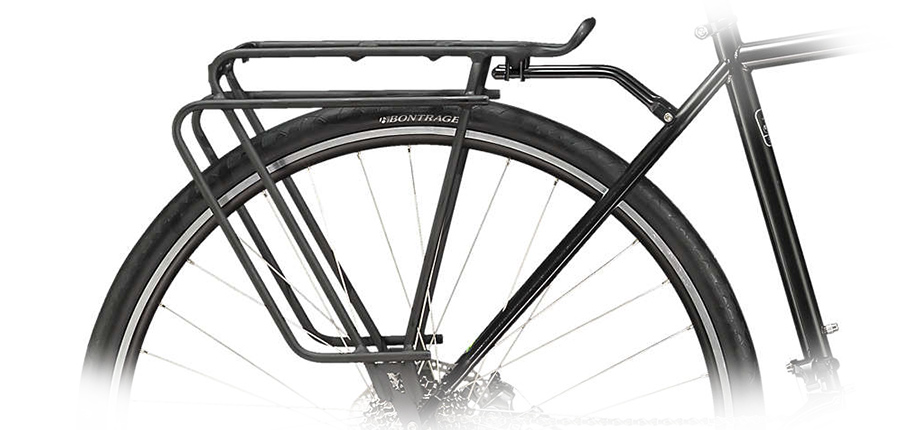 The Trek 520 comes with a rear rack for carrying up to 55lbs.