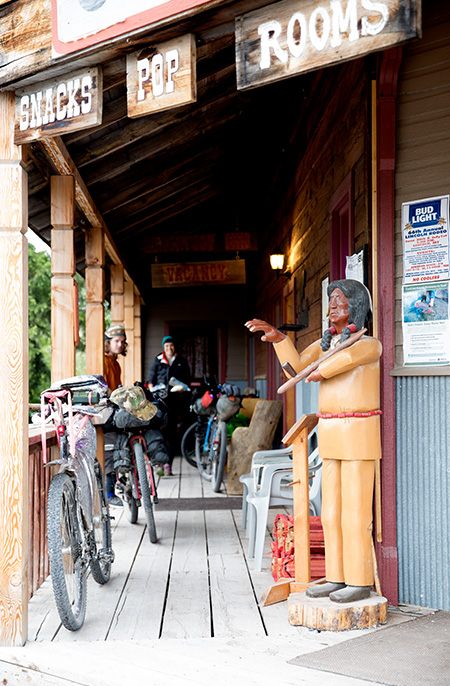 A quick pit stop for bikepackers in Ovando, Montana.