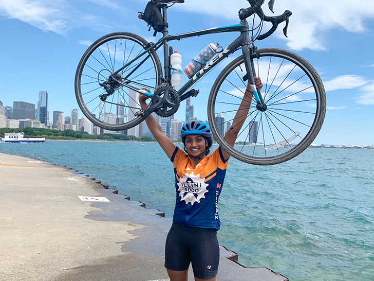 Anisha on her bike tour in Chicago