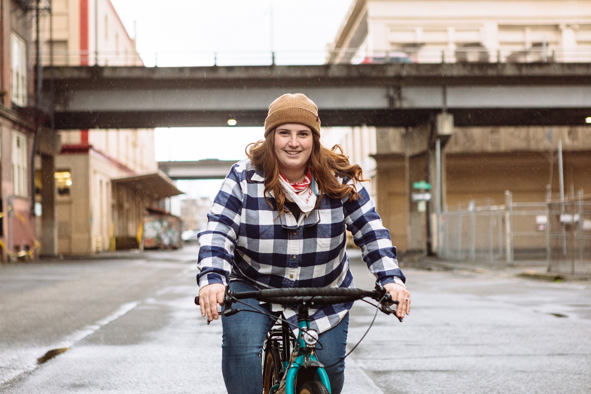 Kailey Kornhauser riding her bike