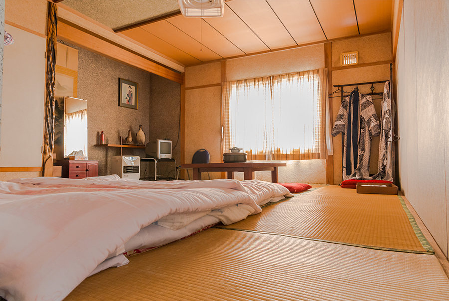 Traditional tatami mat at a hotel in Hokkaido, Japan