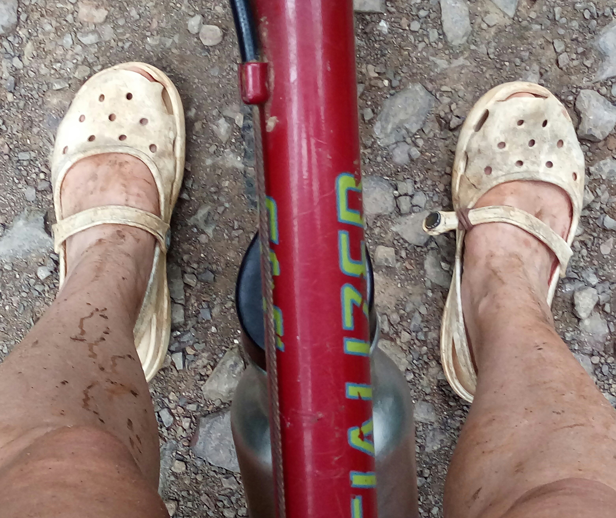 Sporting dirty crocs on a tour through Costa Rica.