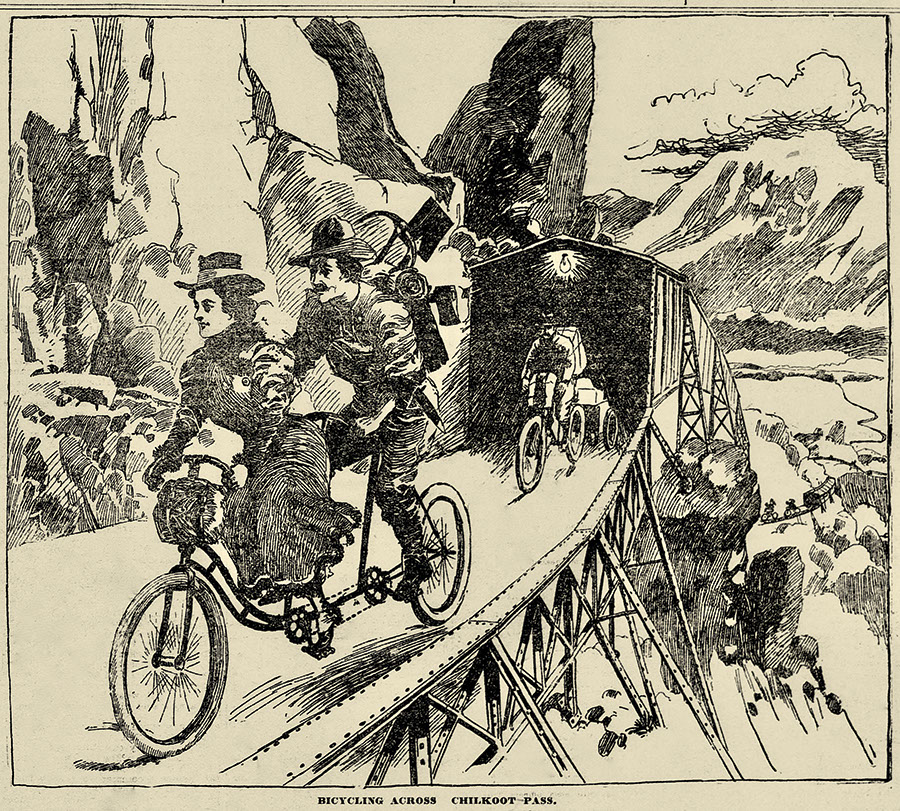 Bicycles were the conveyance of choice during the Klondike Gold Rush