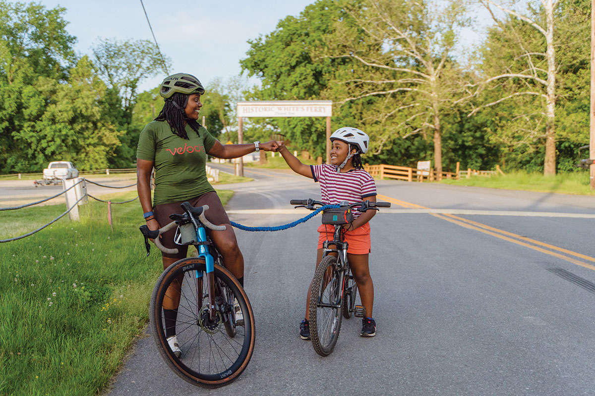 riding with a child on the C&O Canal towpath