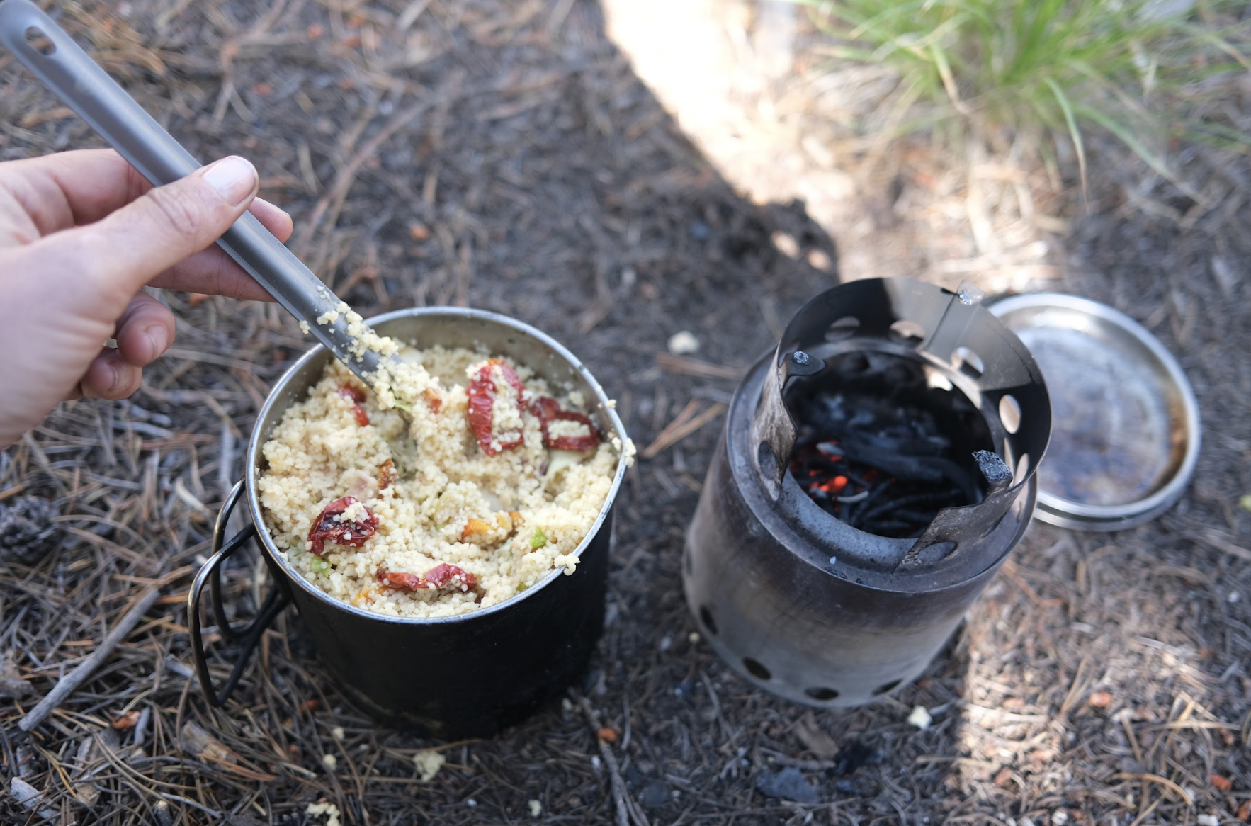 food on a camp stove