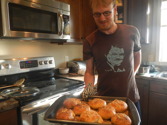 Photo of Adam baking bagels