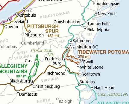 Close up of Adventure Cycling Route Network
