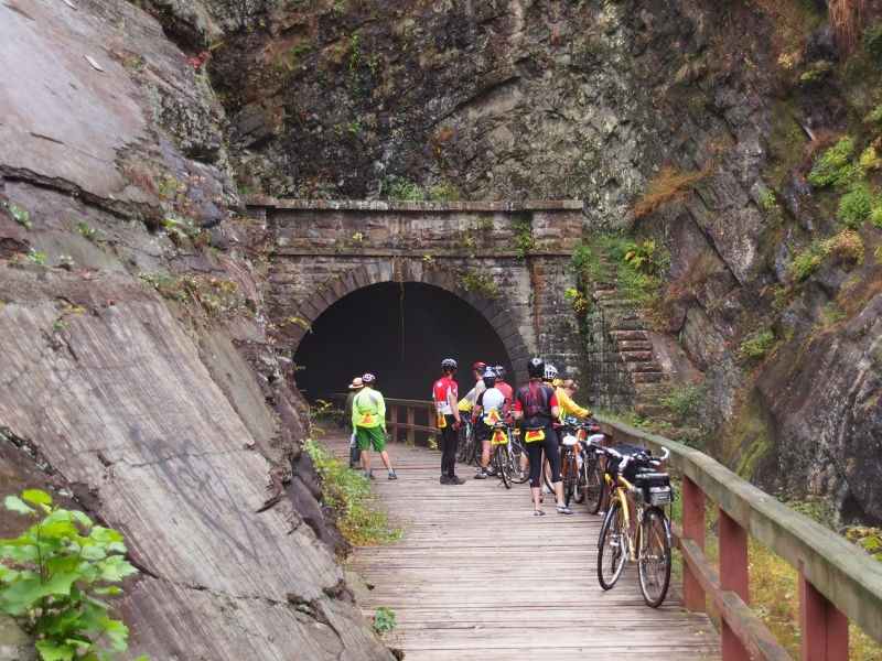 Riders at the 3,118-foot-long Paw Paw tunnel