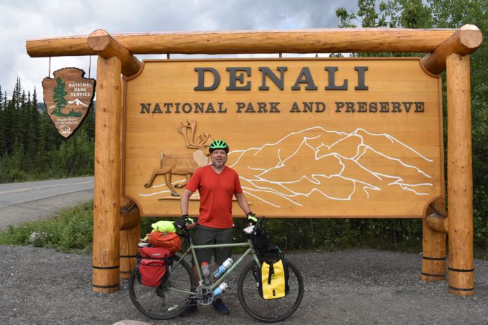Bicycles in front of Denali sign
