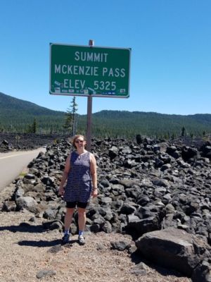 Author with the McKenzie Pass sign