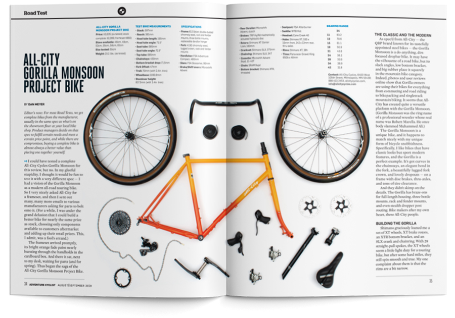 Adventure Cyclist mag bike and gear review