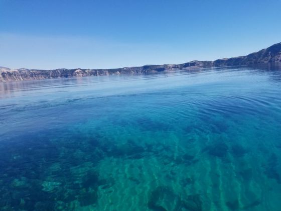 Blue lake with green undertones