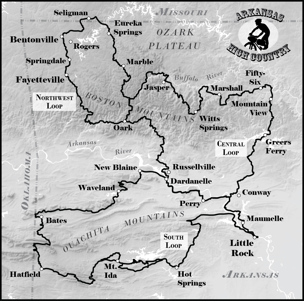 Arkansas High Country Bicycle Route map