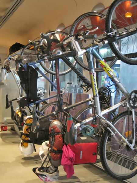 Bikes on a train in Europe