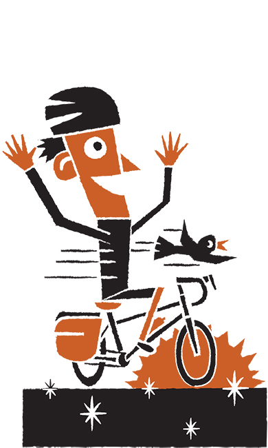 Daniel Mrgan bike touring blacktop illustration