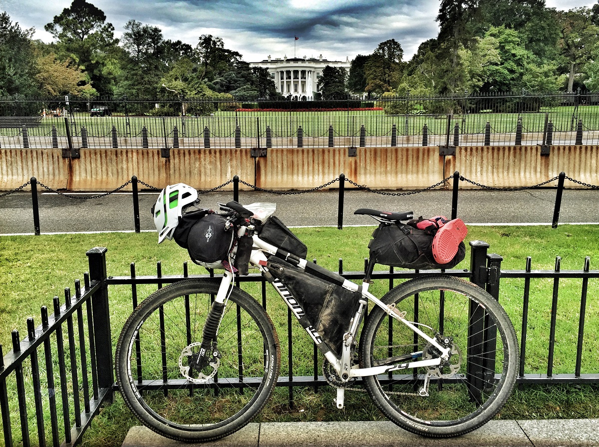 Mountain bike touring often uses bikepacking bags like these.