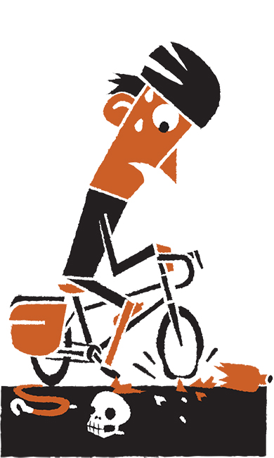 Daniel Mrgan bike touring road debris illustration