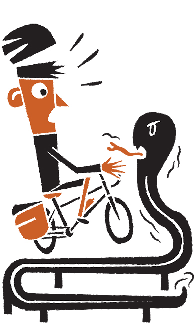 Daniel Mrgan bike touring guardrail illustration