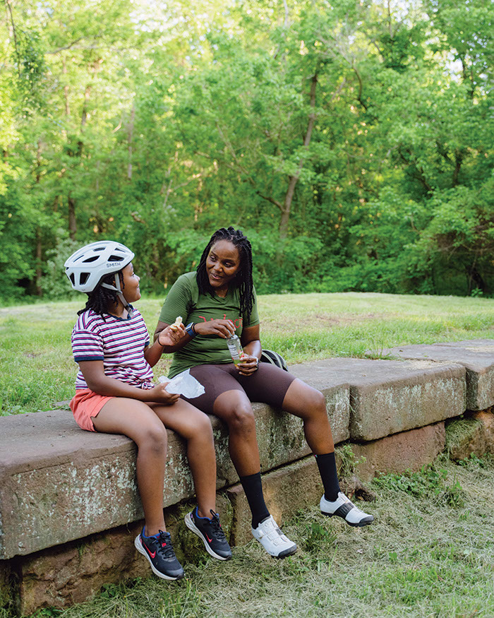 riding with a child on the C&O Canal towpath