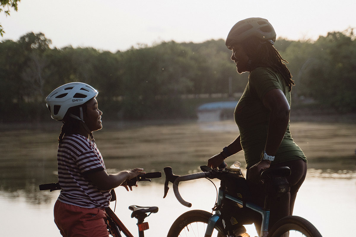 riding with a child on the C&O Canal towpath