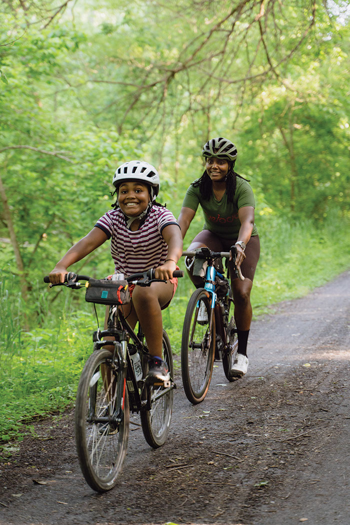 riding with a child on the C&O Canal towpath