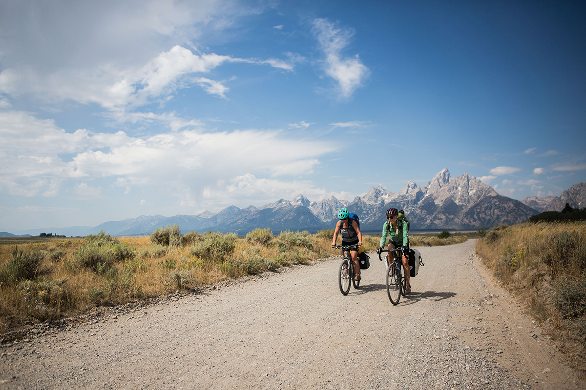 Opting to ride unpaved backroads north of Moose, Wyoming, made for slower going - the better to watch the Tetons go by