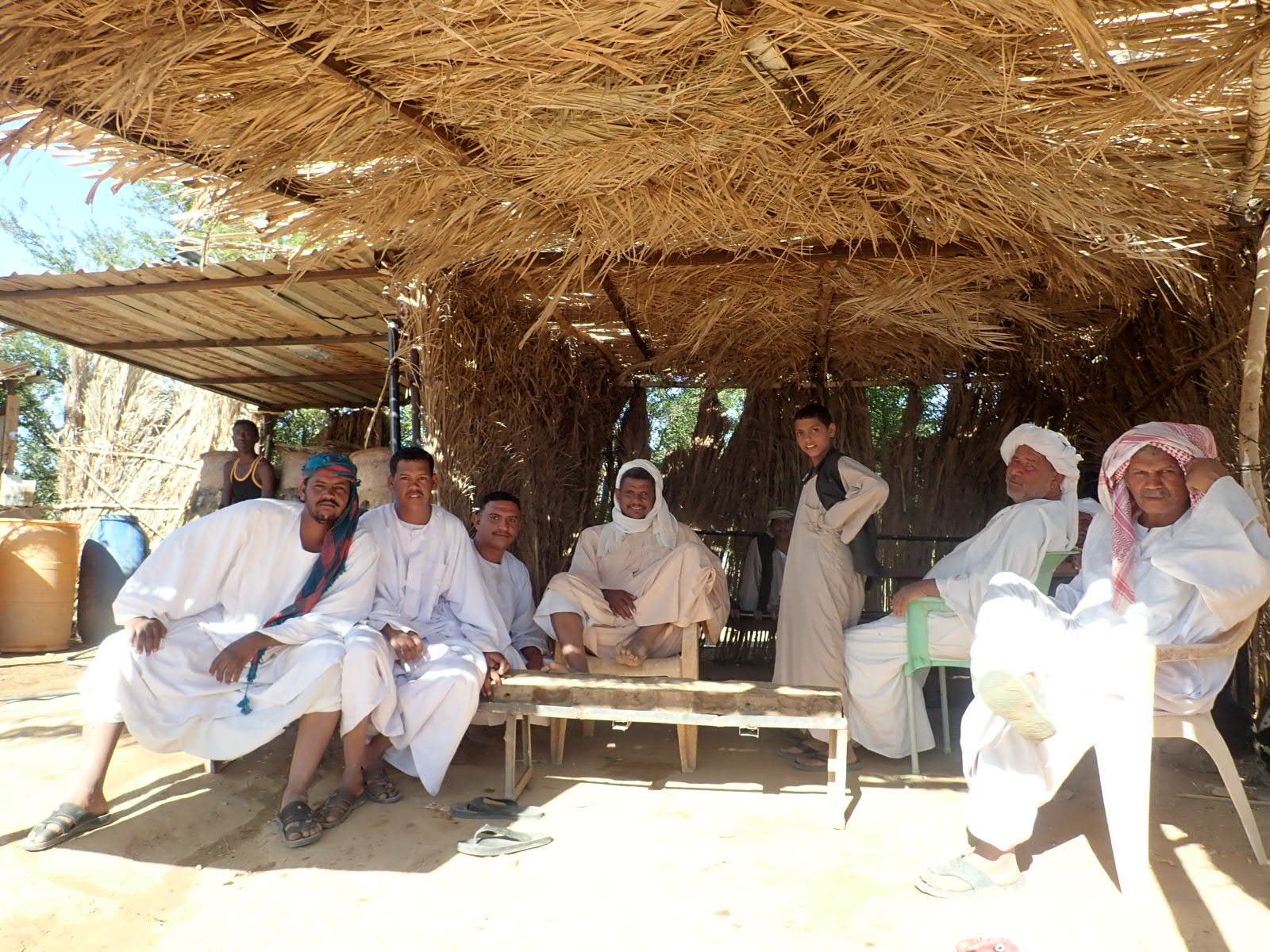 Sudanese men at a rest stop