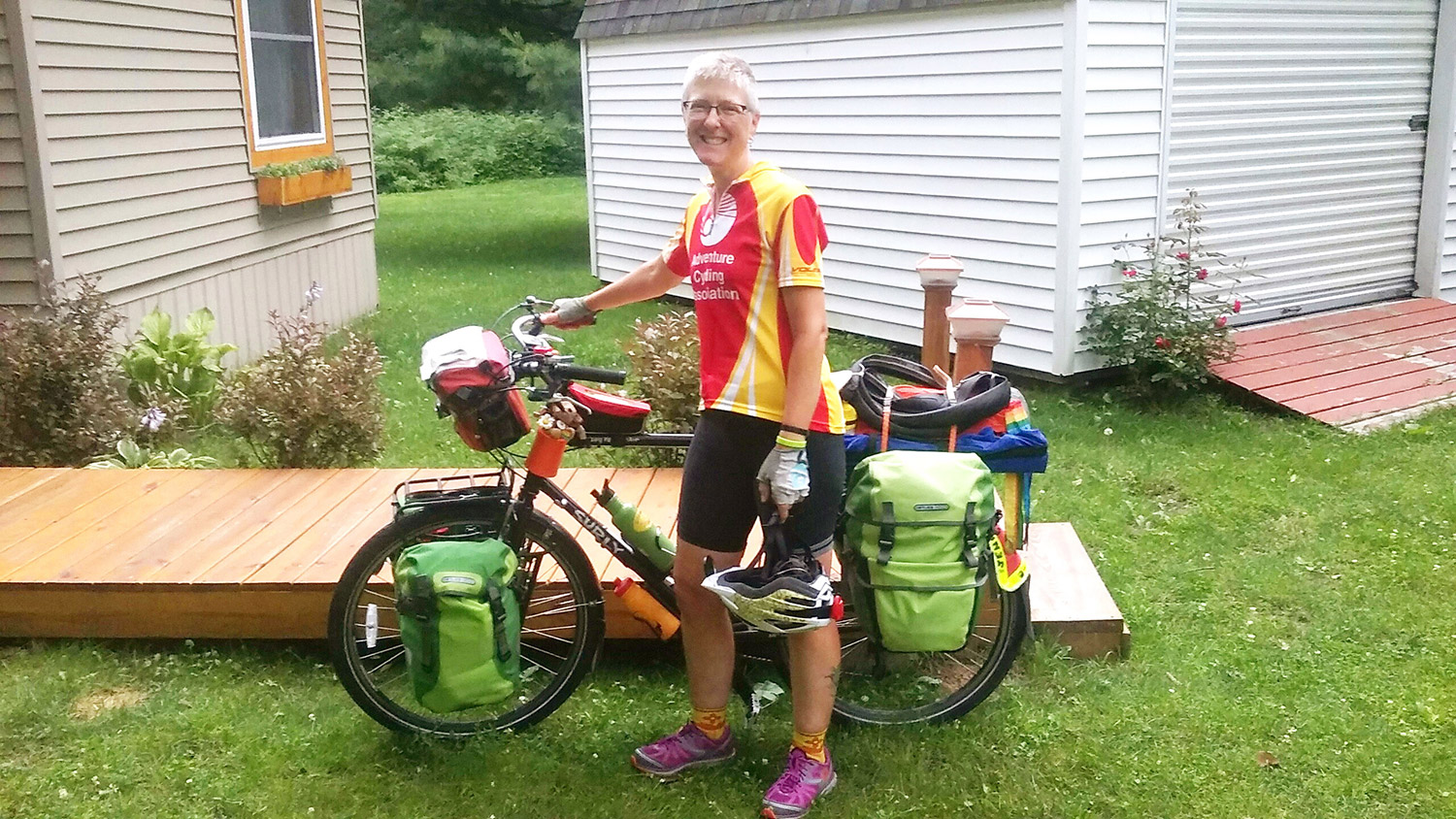 Jenn and her touring bike set up.