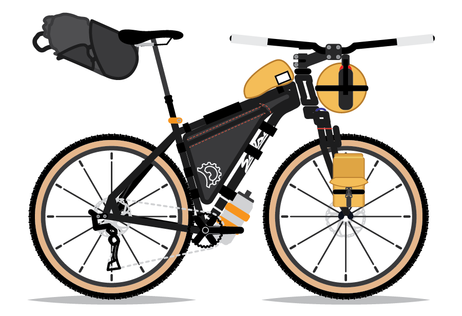 An illustration of Dan Meyer's bicycle, a Salsa El Mariachi. By Bicycle Crumbs.