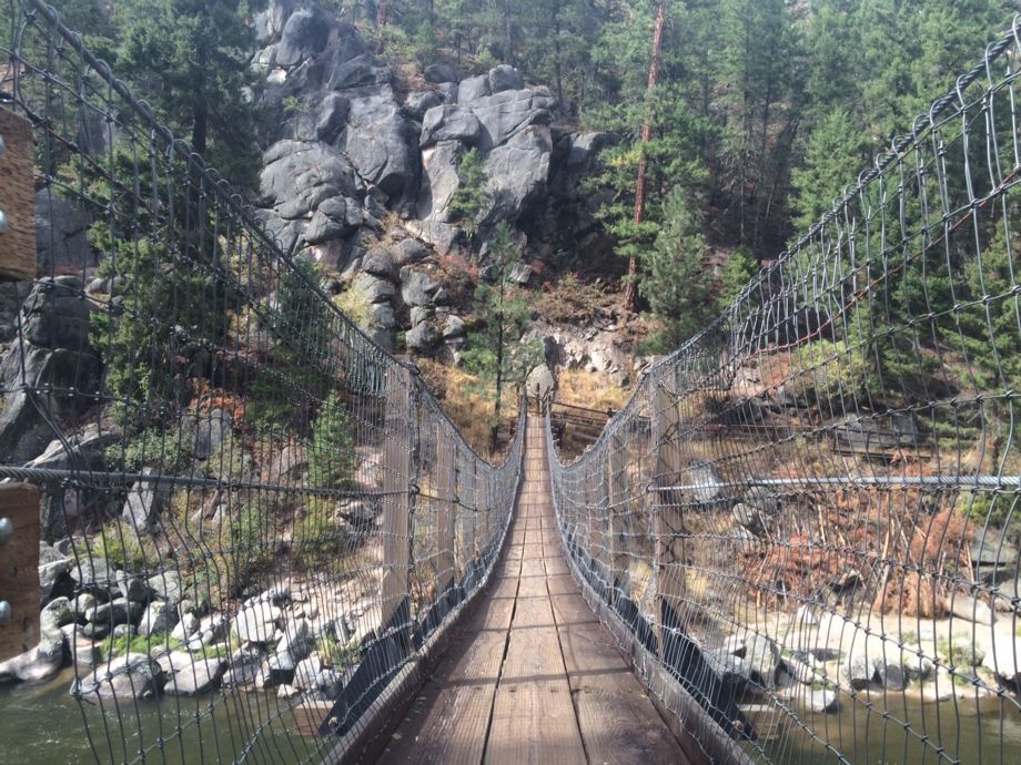 A rope bridge over a ravine
