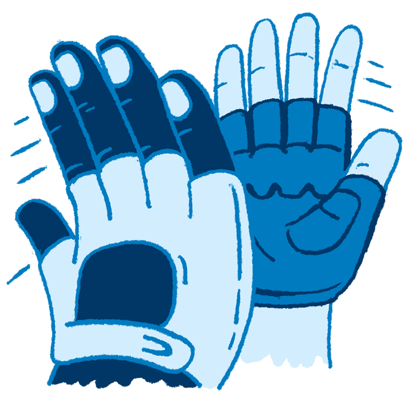 Drawing of two hands in fingerless bike gloves giving a high five.
