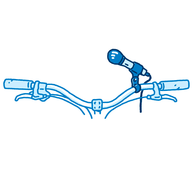 Drawing of microphone mounted on bicycle handlebars
