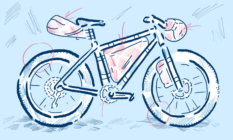 Bikepacking bicycle illustration by Levi Boughn