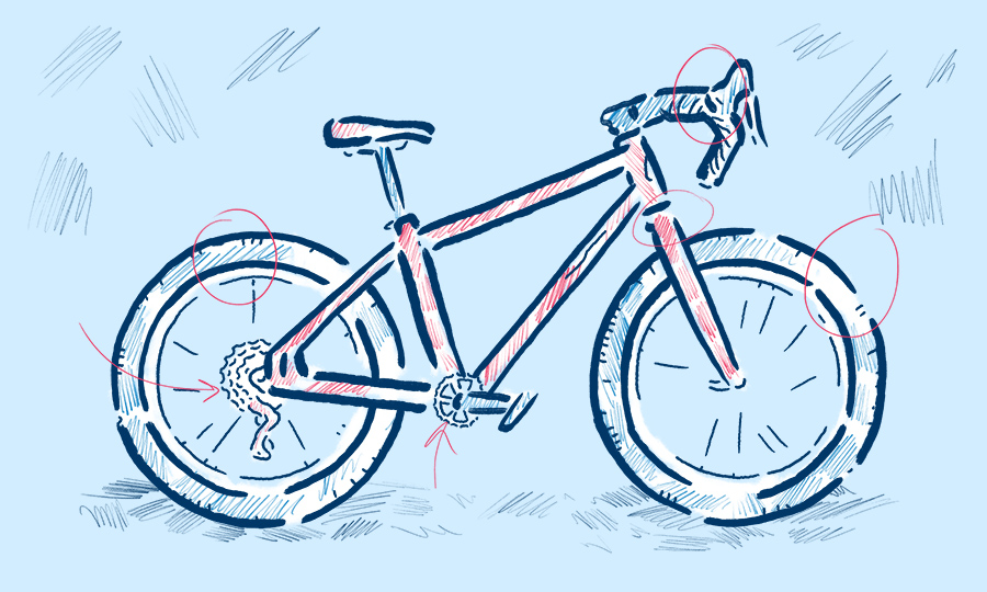 Gravel bike illustration by Levi Boughn