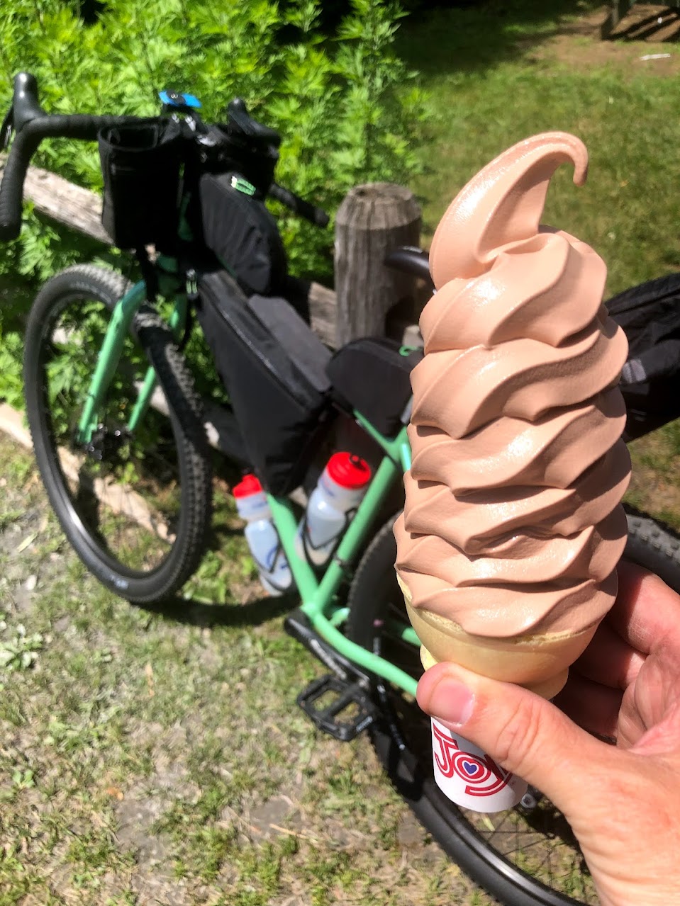Brian holds up a Vermont Maple Creamee