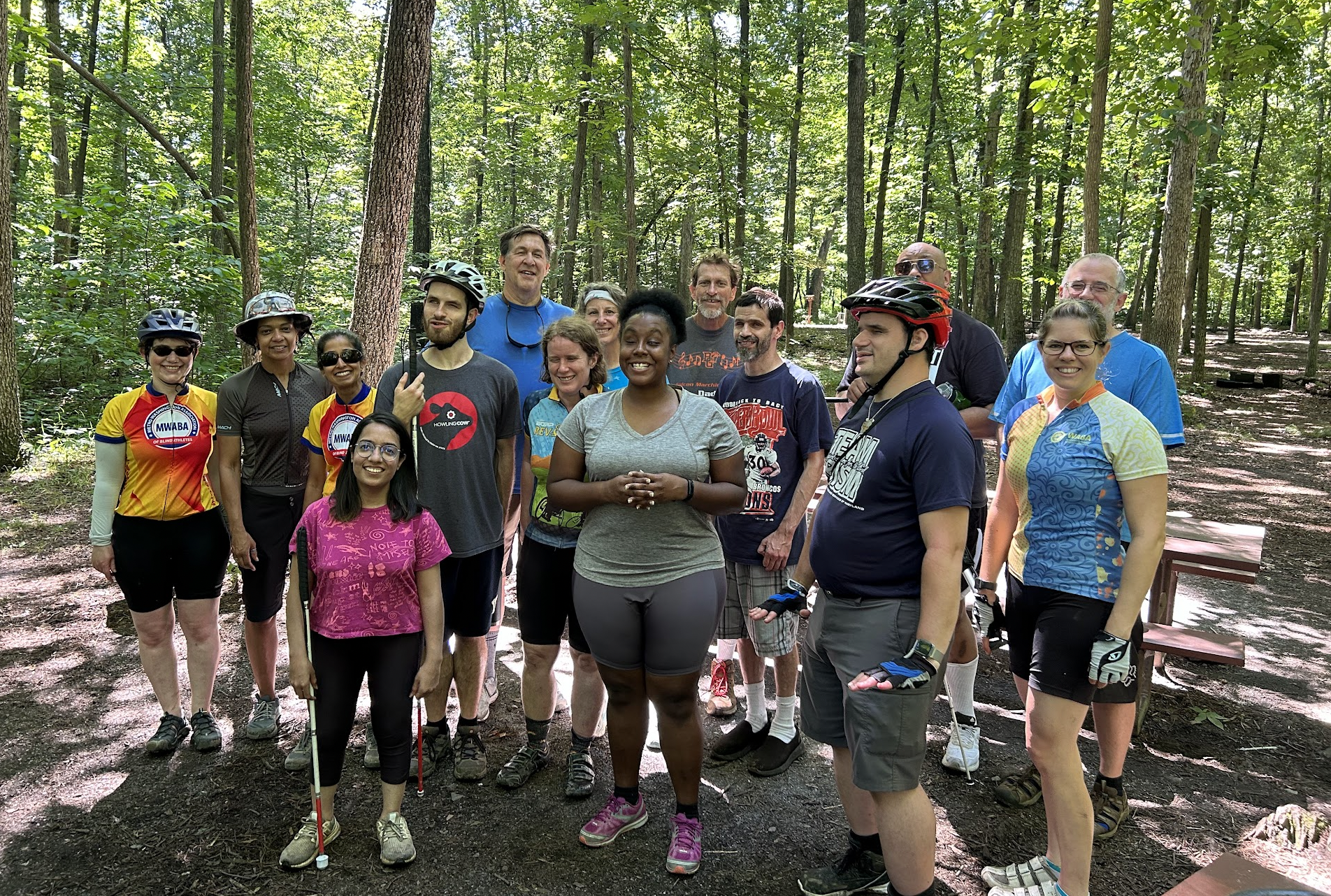 happy people in the woods