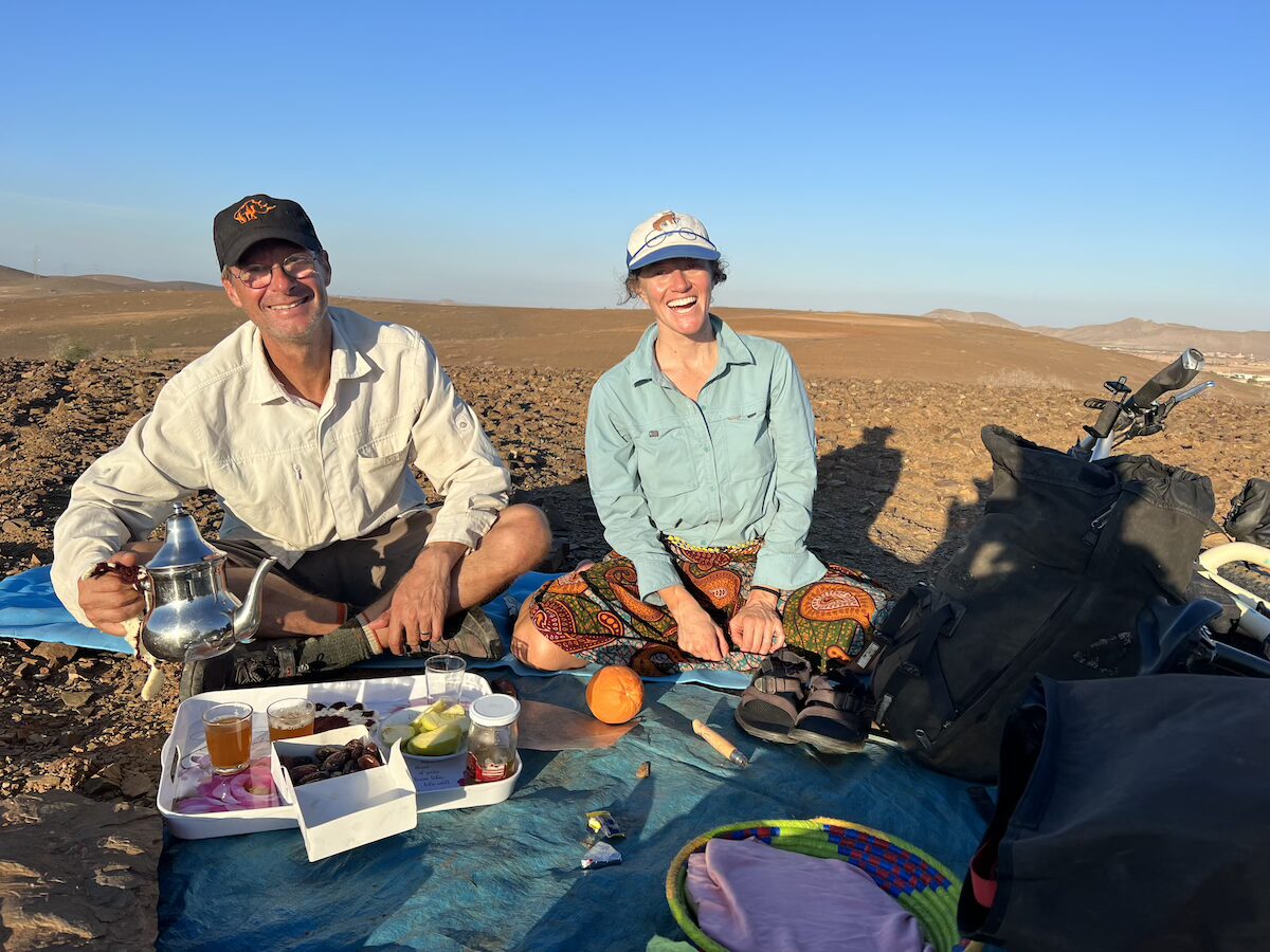 Enjoying tea outdoors in Morocco
