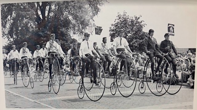 The Wheelmen begin their 1976 high-wheel tour.