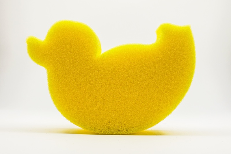 Dish sponge shaped like a duck