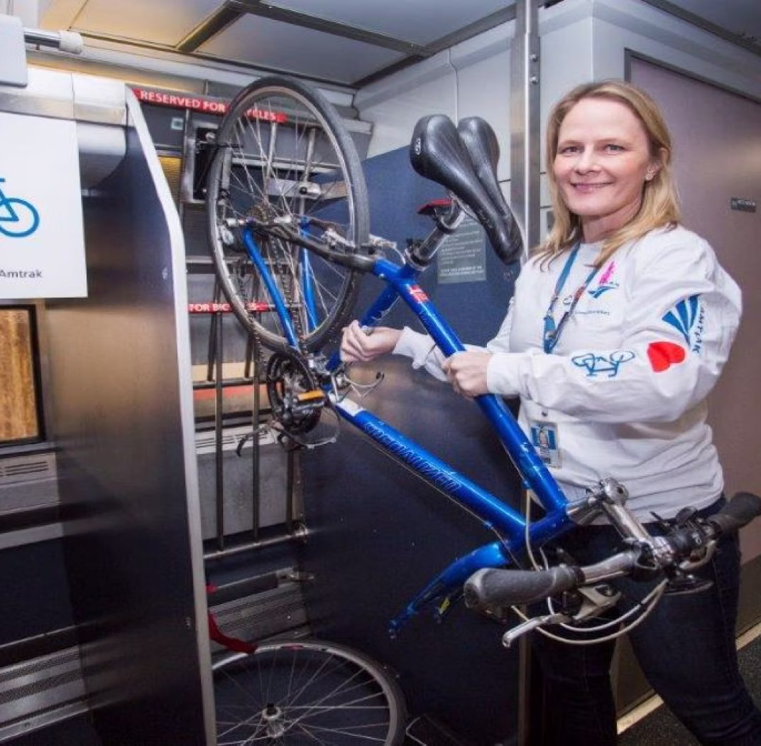 Loading a bike on a train